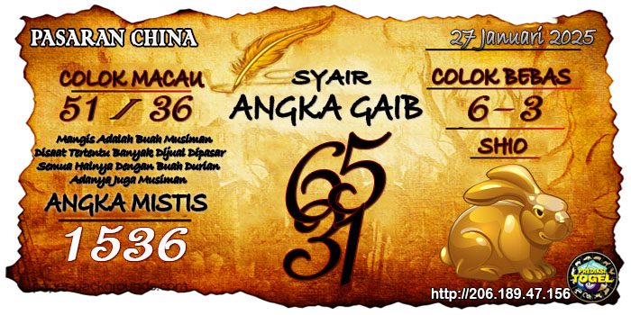 Prediksi Togel China Senin 27 Januari 2025