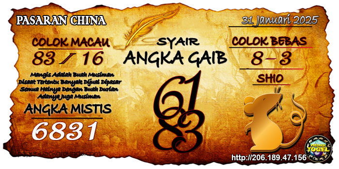 Prediksi Togel China Jumat 31 Januari 2025