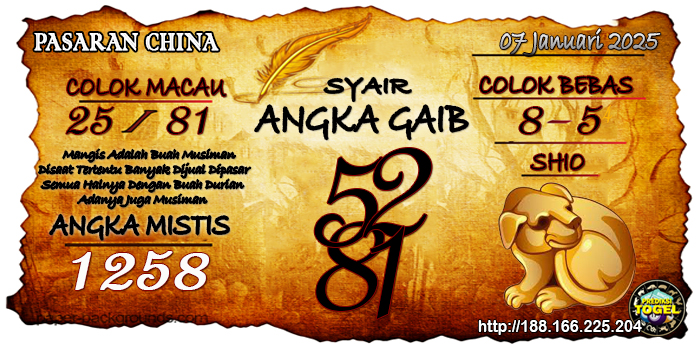 Prediksi Togel China Selasa 07 Januari 2025