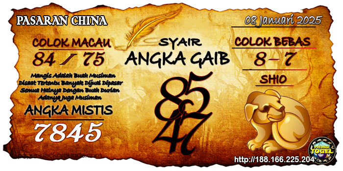 Prediksi Togel China Rabu 08 Januari 2025