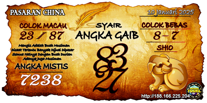 Prediksi Togel China Jumat 10 Januari 2025