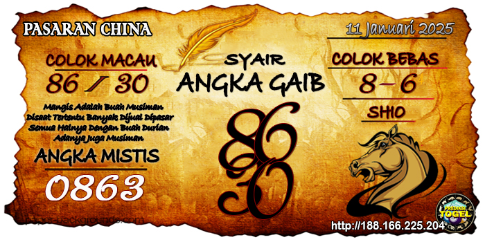 Prediksi Togel China Sabtu 11 Januari 2025