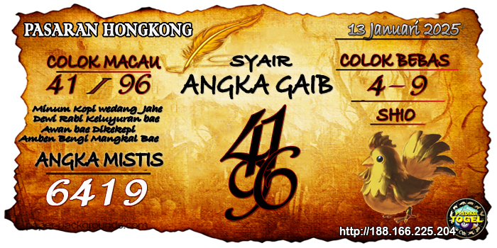 Prediksi Togel Hongkong Senin 13 Januari 2025