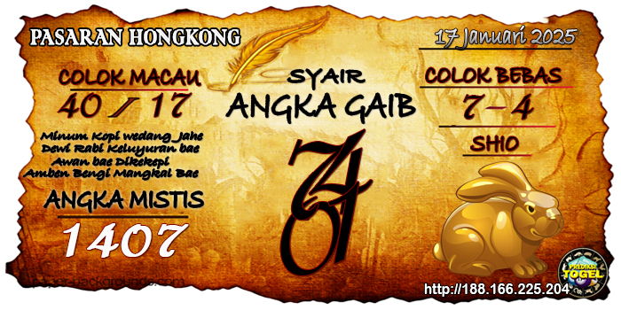 Prediksi Togel Hongkong Jumat 17 Januari 2025