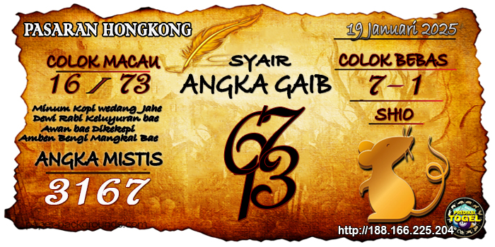 Prediksi Togel Hongkong Minggu 19 Januari 2025