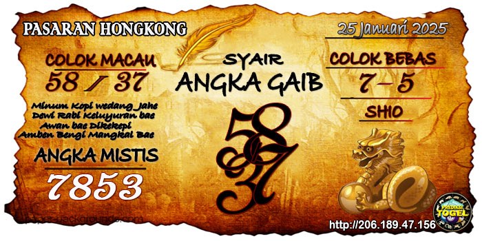 Prediksi Togel Hongkong Sabtu 25 Januari 2025