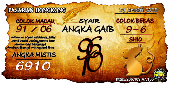 Prediksi Togel Hongkong Rabu 29 Januari 2025