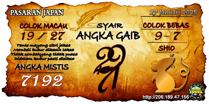 Prediksi Togel Japan Senin 27 Januari 2025