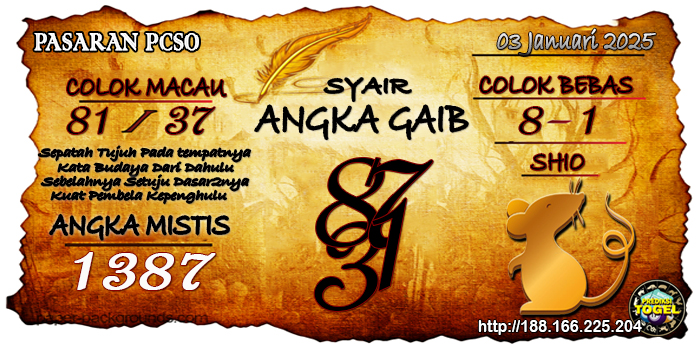 Prediksi Togel Pcso Jumat 03 Januari 2025