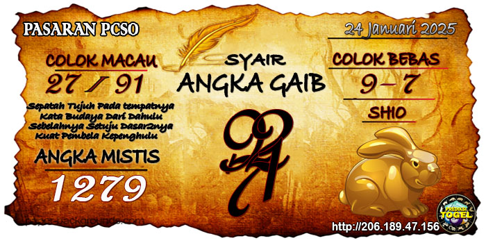 Prediksi Togel Pcso Jumat 24 Januari 2025