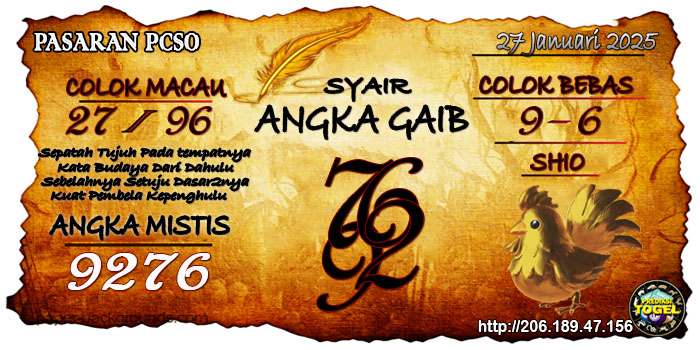 Prediksi Togel Pcso Senin 27 Januari 2025