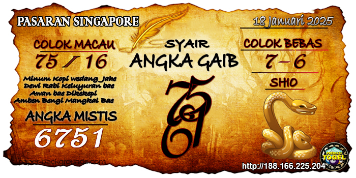 Prediksi Togel Singapore Sabtu 18 Januari 2025