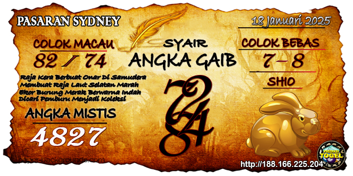 Prediksi Togel Sydney Sabtu 18 Januari 2025