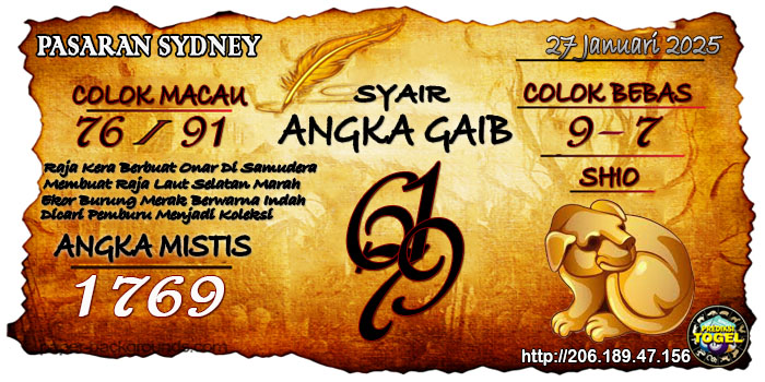 Prediksi Togel Sydney Senin 27 Januari 2025