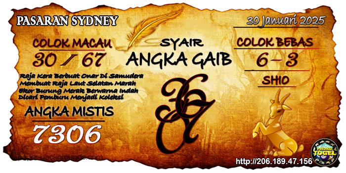 Prediksi Togel Sydney Kamis 30 Januari 2025