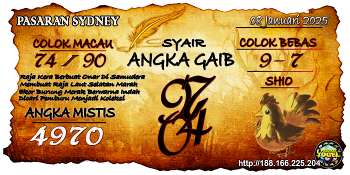 Prediksi Togel Sydney Rabu 08 Januari 2025