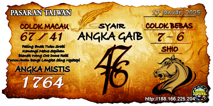 Prediksi Togel Taiwan Jumat 17 Januari 2025