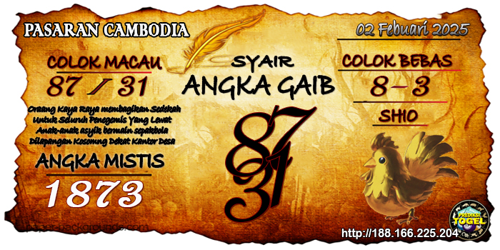 Prediksi Togel Cambodia Minggu 02 Februari 2025