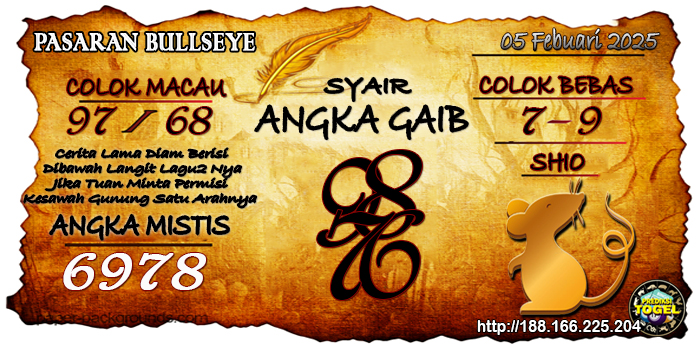 Prediksi Togel Bullseye Rabu 05 Februari 2025