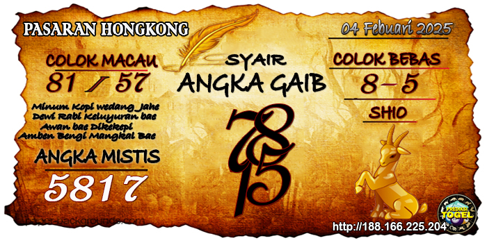 Prediksi Togel Hongkong Selasa 04 Februari 2025