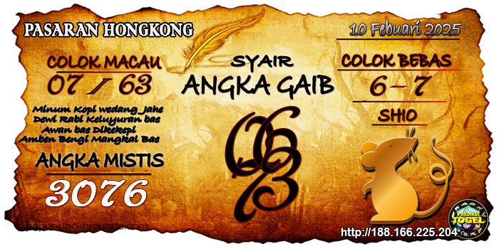 Prediksi Togel Hongkong Senin 10 Februari 2025