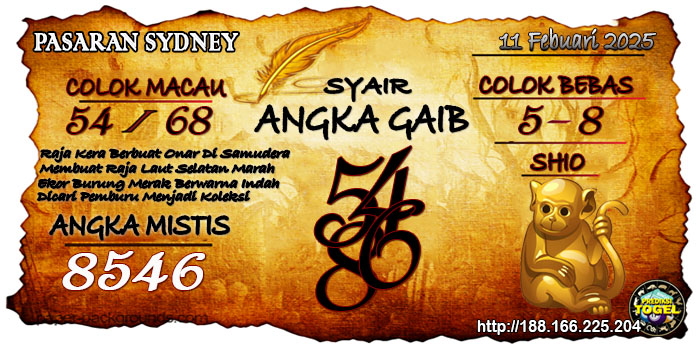 Prediksi Togel Sydney Selasa 11 Februari 2025