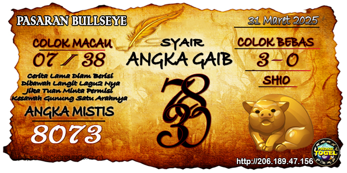 Prediksi Togel Bullseye Senin 31 Maret 2025