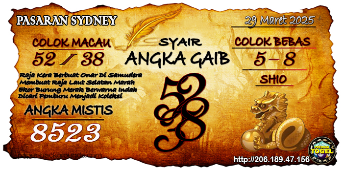 Prediksi Togel Sydney Sabtu 29 Maret 2025