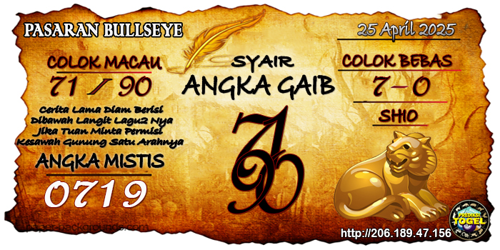Prediksi Togel Bullseye Jumat 25 April 2025