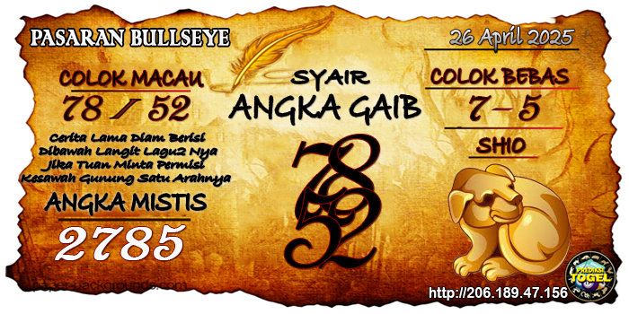 Prediksi Togel Bullseye Sabtu 26 April 2025