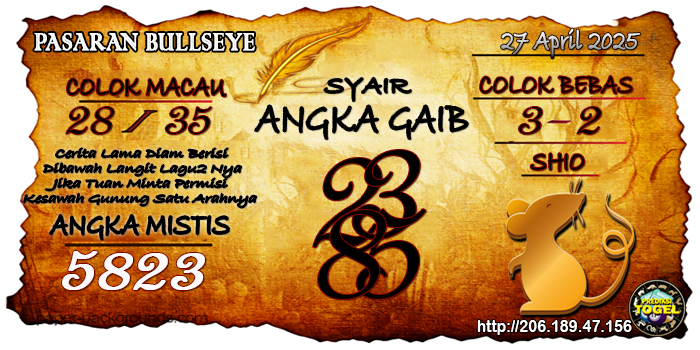 Prediksi Togel Bullseye Minggu 27 April 2025