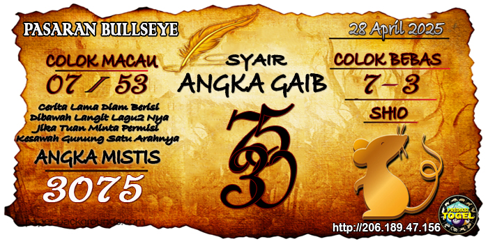 Prediksi Togel Bullseye Senin 28 April 2025