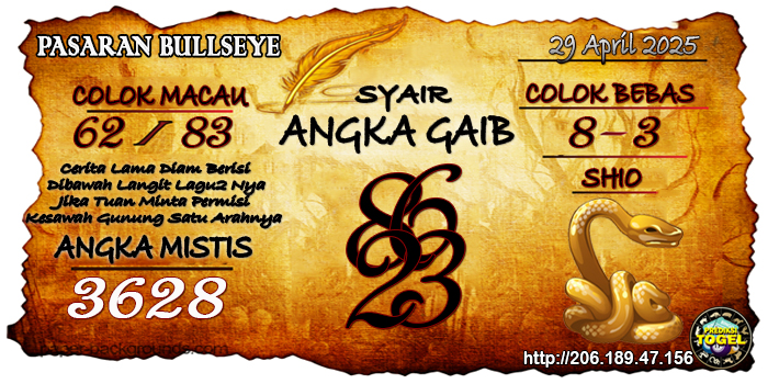 Prediksi Togel Bullseye Selasa 29 April 2025