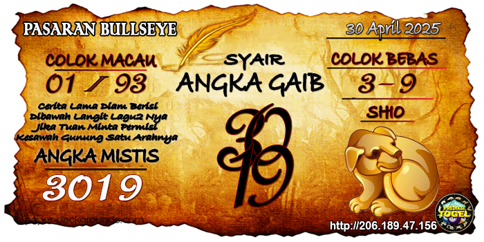 Prediksi Togel Bullseye Rabu 30 April 2025
