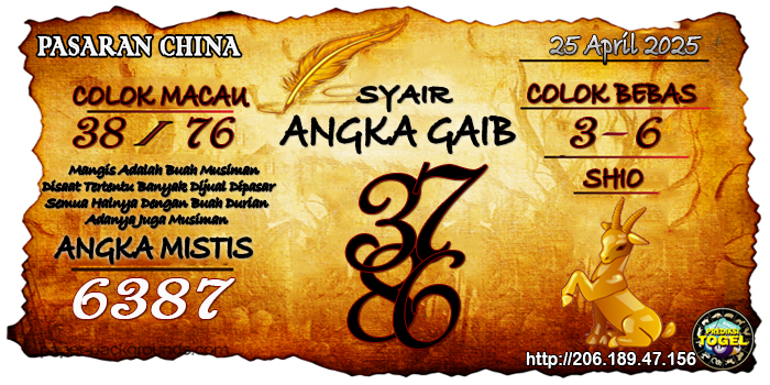 Prediksi Togel China Jumat 25 April 2025