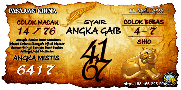 Prediksi Togel China Jumat 11 April 2025
