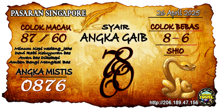 Prediksi Togel Singapore Sabtu 26 April 2025