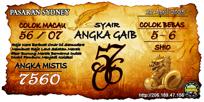 Prediksi Togel Sydney Selasa 22 April 2025
