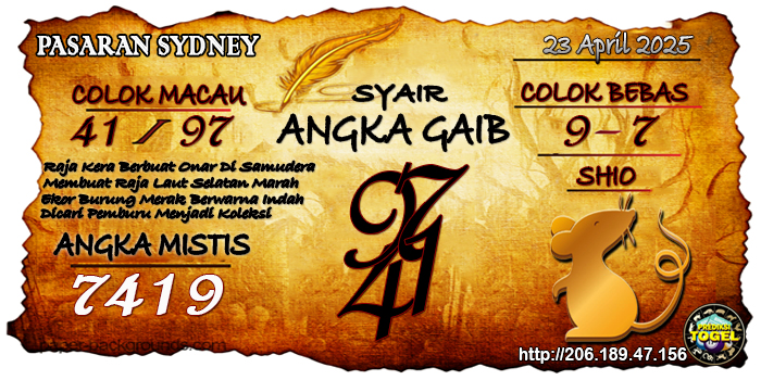 Prediksi Togel Sydney Kamis 24 April 2025