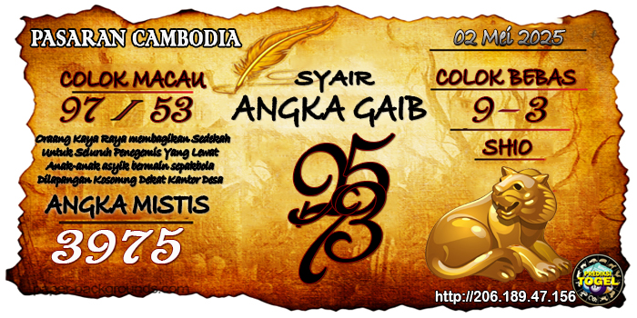 Prediksi Togel Cambodia Jumat 2 Mei 2025