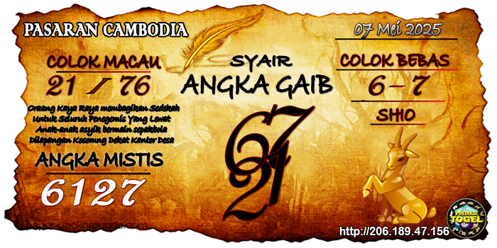 Prediksi Togel Cambodia Rabu 7 Mei 2025