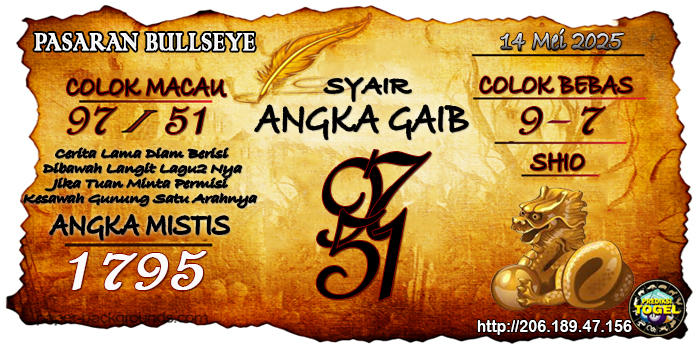 Prediksi Togel Bullseye Rabu 14 Mei 2025