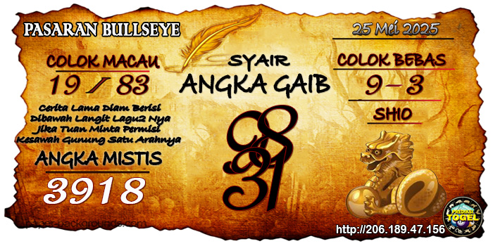 Prediksi Togel Bullseye Minggu 25 Mei 2025