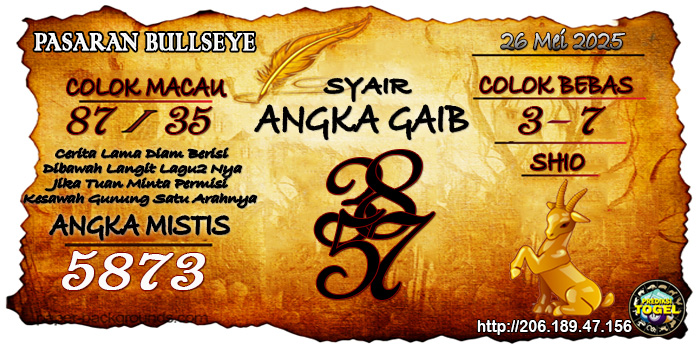 Prediksi Togel Bullseye Senin 26 Mei 2025