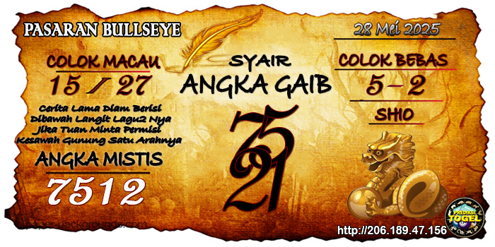 Prediksi Togel Bullseye Rabu 28 Mei 2025