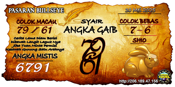 Prediksi Togel Bullseye Jumat 30 Mei 2025