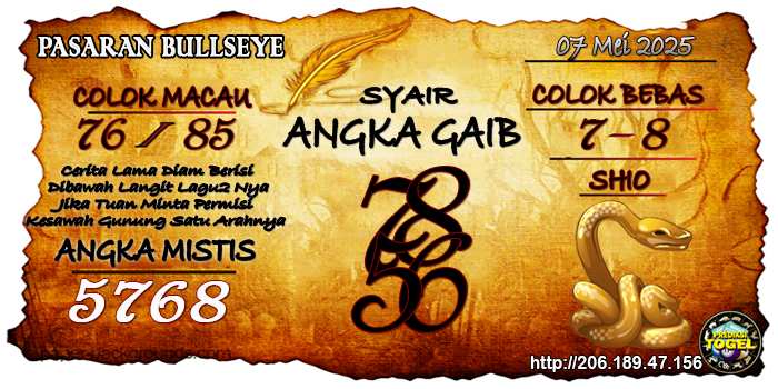 Prediksi Togel Bullseye Rabu 7 Mei 2025