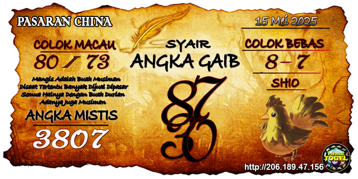 Prediksi Togel China Kamis 15 Mei 2025