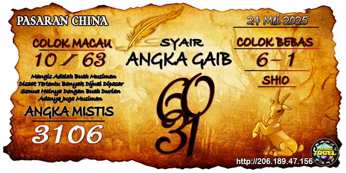 Prediksi Togel China Sabtu 24 Mei 2025