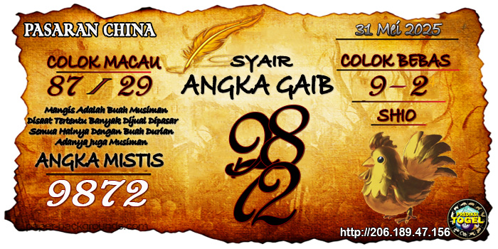 Prediksi Togel China Sabtu 31 Mei 2025
